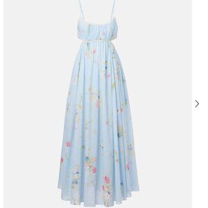 NWOT Lucky Picnic Floral Linen Maxi Dress Blue Bouquet Floral, 1 (4-6)